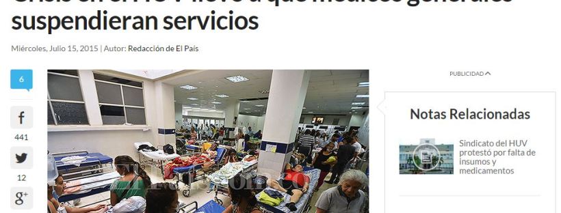 El País: Crisis en el HUV llevó a que médicos generales suspendieran servicios